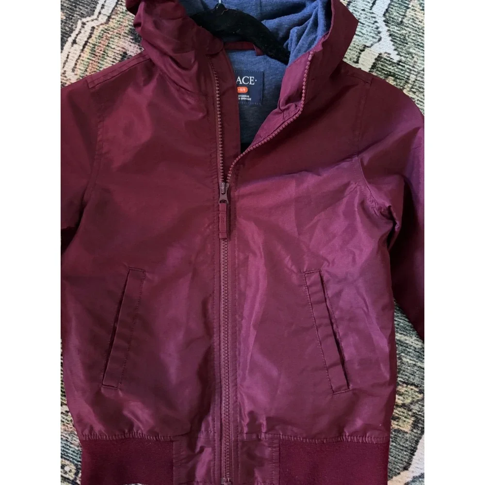 Childrens‎ Place Unisex Lined hooded burgundy full zip jacket sz 5/6 playtime